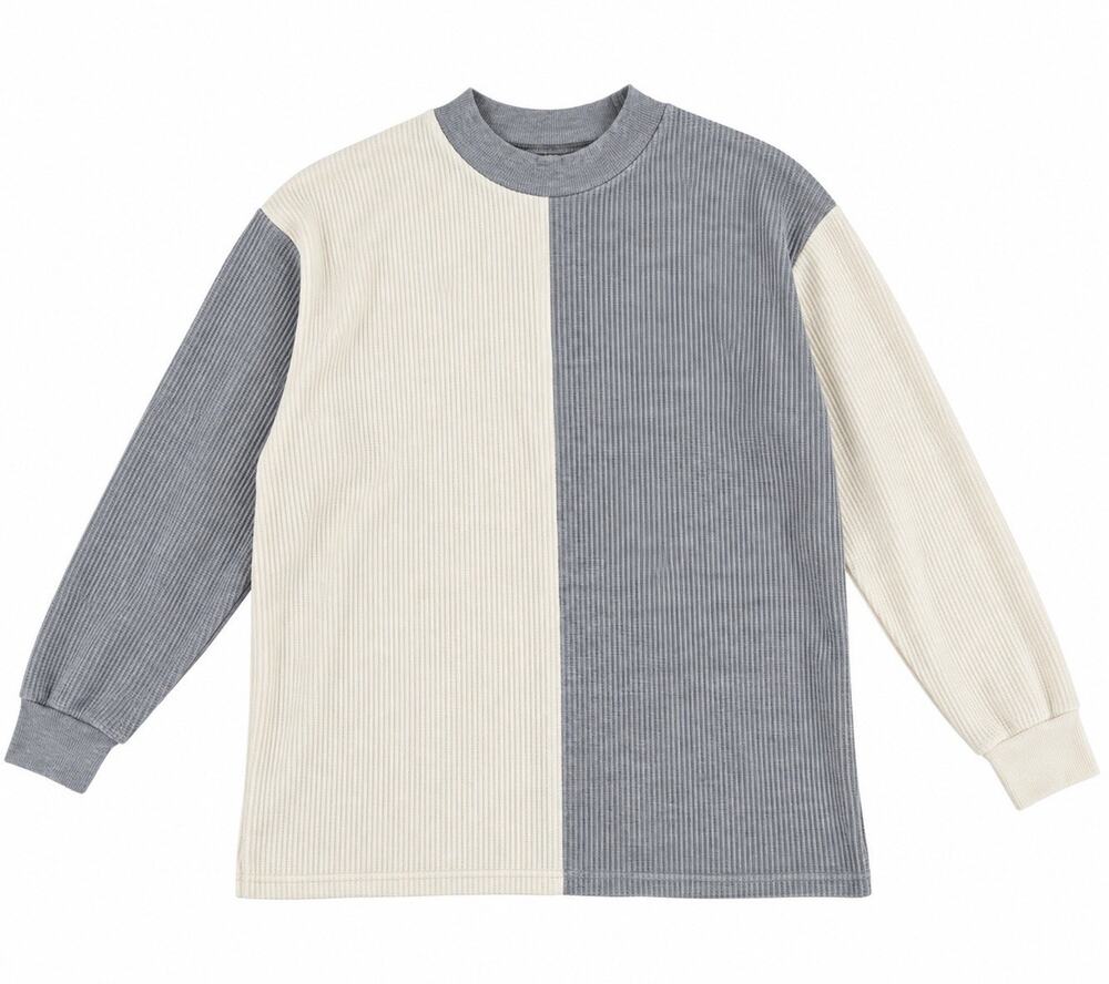 Mike & Me Women’s Gray Ivory Colorblock Long Sleeve Thermal Top Size Large USA